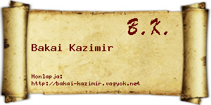 Bakai Kazimir névjegykártya